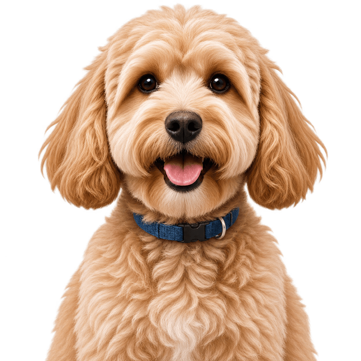 Illustrated light-gold dog portrait used as decorative CuddleCuts pet artwork.